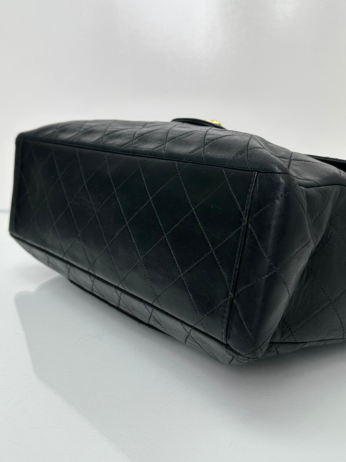 Chanel Black Maxi Single Classic Flap Lambskin 24k GHW #48