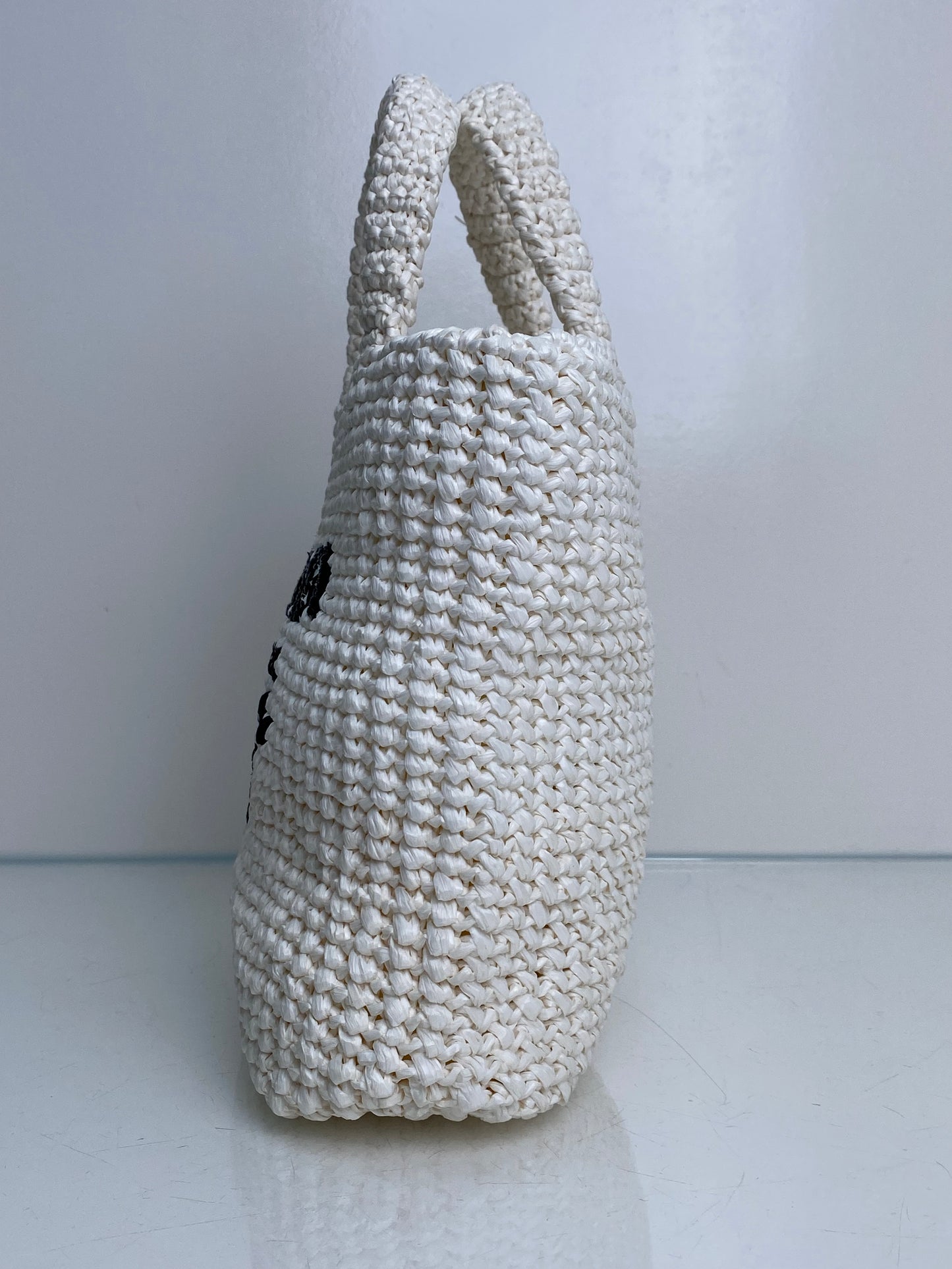 Prada White Logo Crochet Small Tote Bag