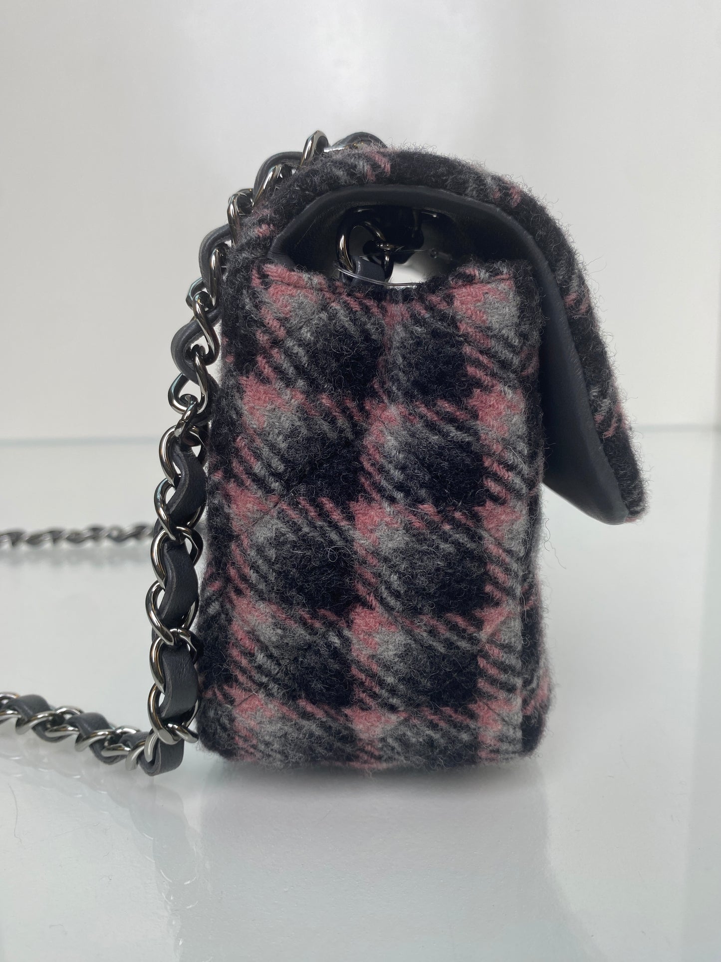 Chanel Classic Flap Small Pink/Black Wool SHW
