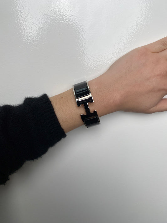 Hermes Black Enamel Clic Clac Bracelet PM