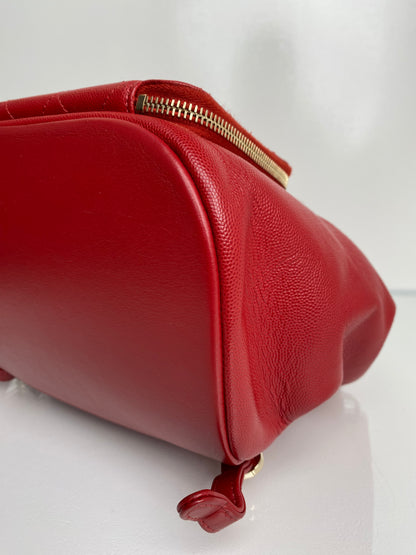 Chanel Business Affinity Red Caviar Quilted Backpack
