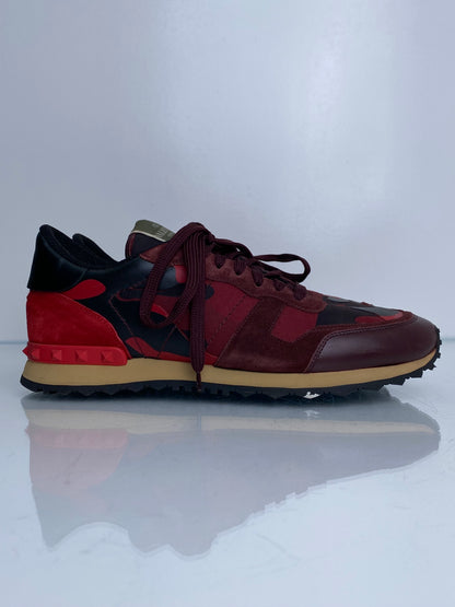 Valentino Men’s Red & Burgundy Suede Camo Sneakers, 43