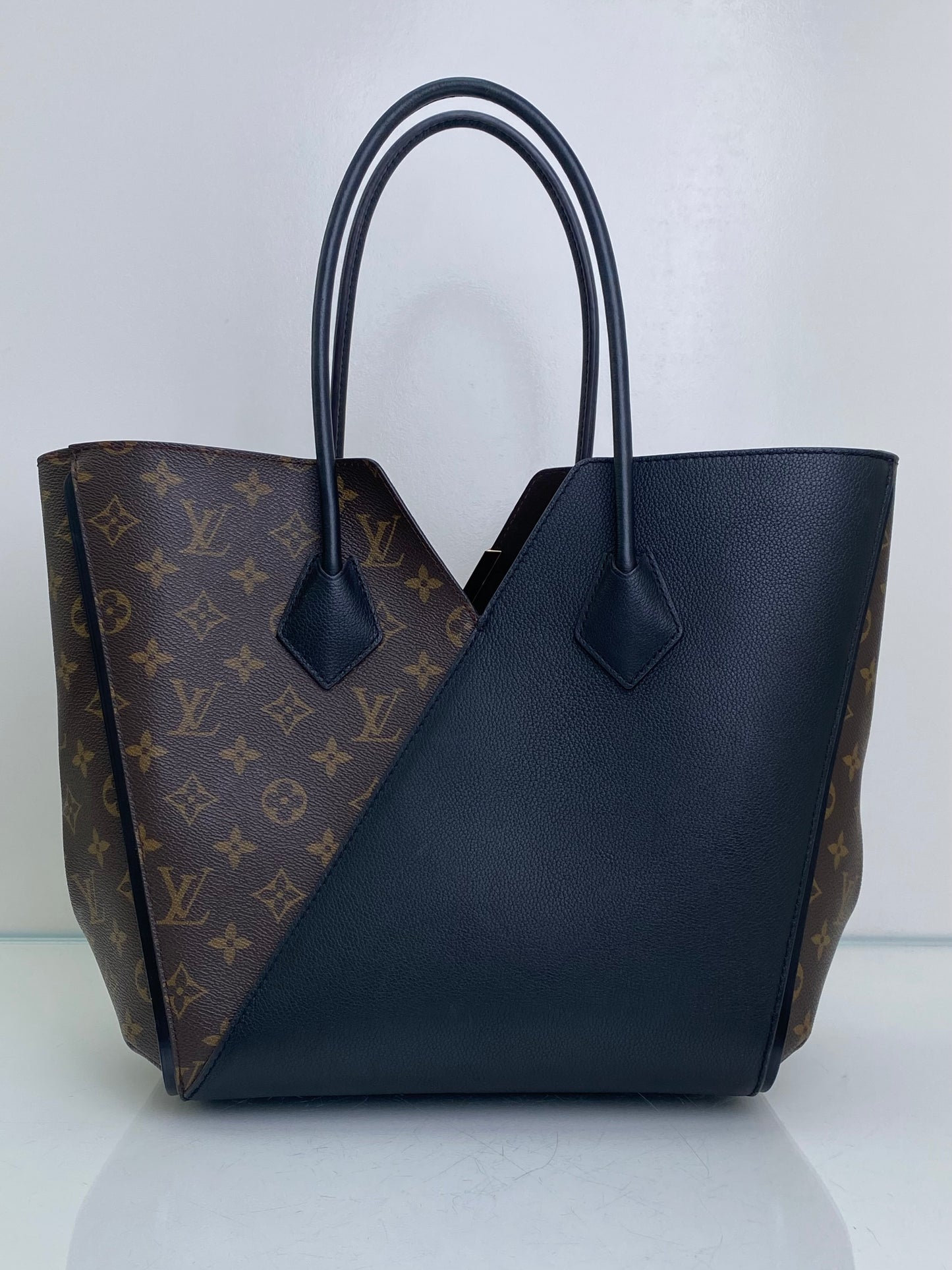 Louis Vuitton Black Leather & Monogram Kimono MM Canvas Bag GHW