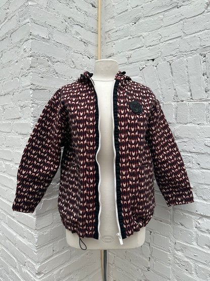 Miu Miu Black & Red Printed Logo Zip-up Hooded Jacket, M