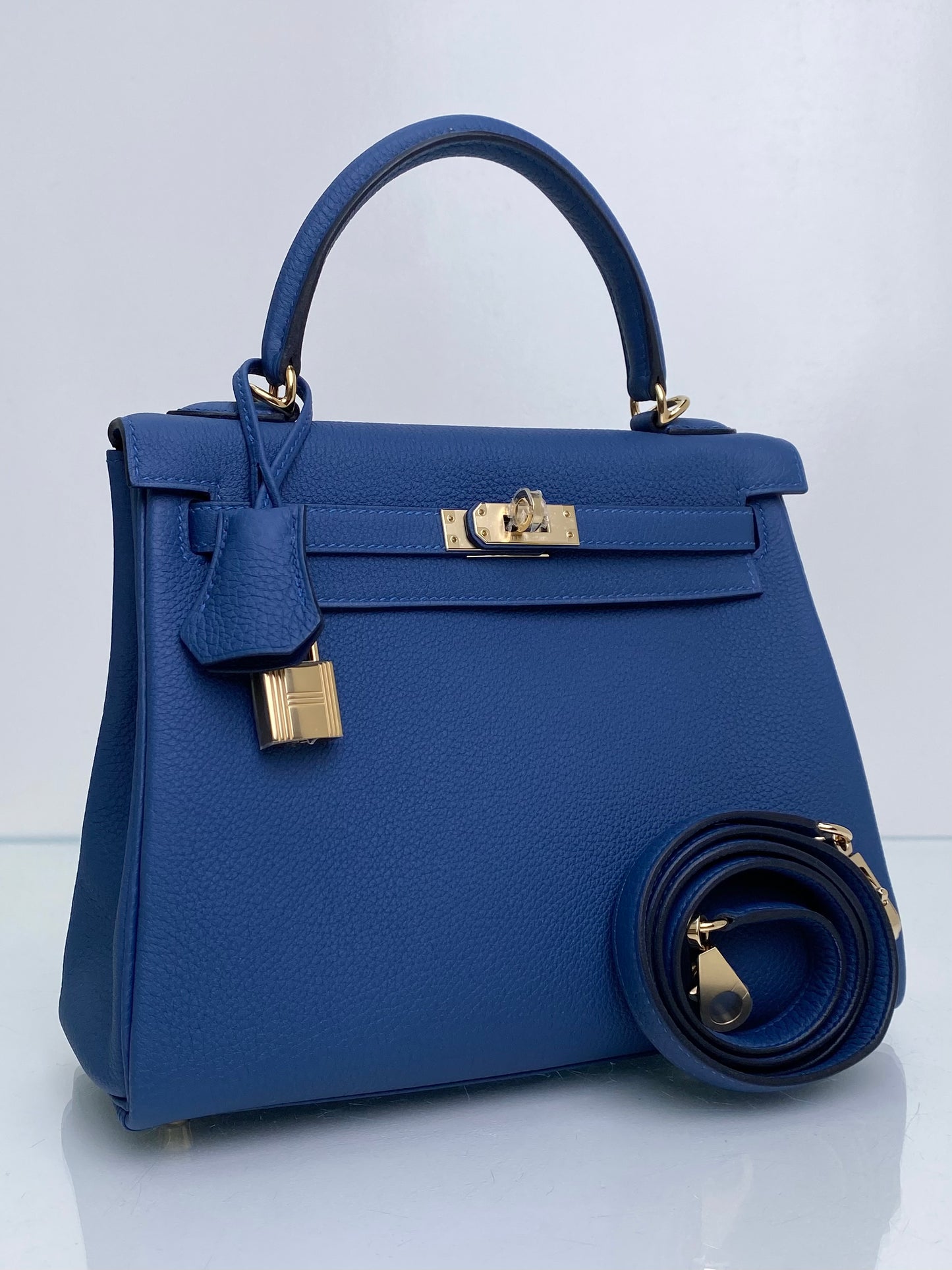 Hermes Kelly 25 Bleu Agate Togo GHW #K