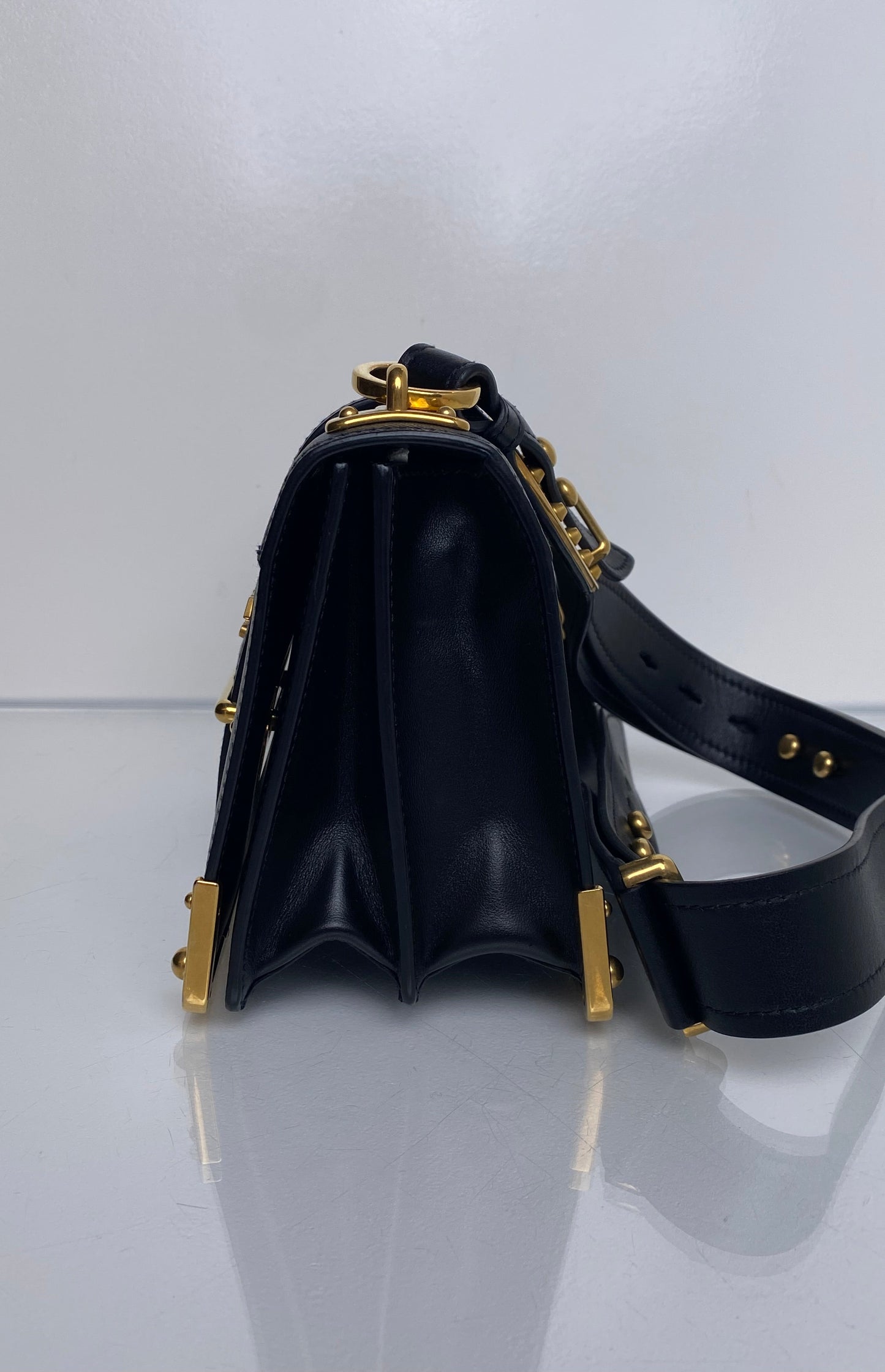 Prada Black Refined Elegance Crossbody Bag GHW