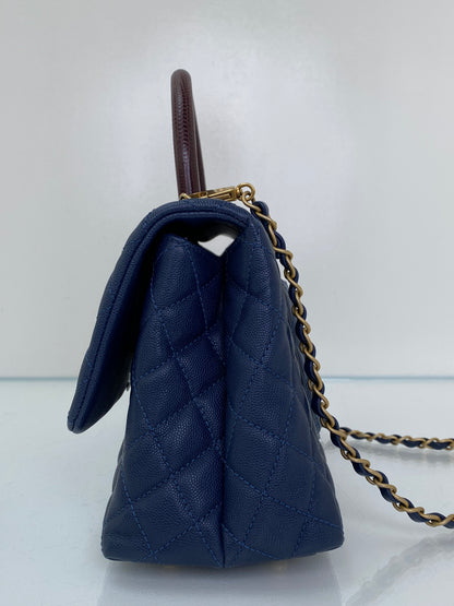 Chanel Navy Caviar & Burgundy Exotic Coco Handle Bag GHW #24
