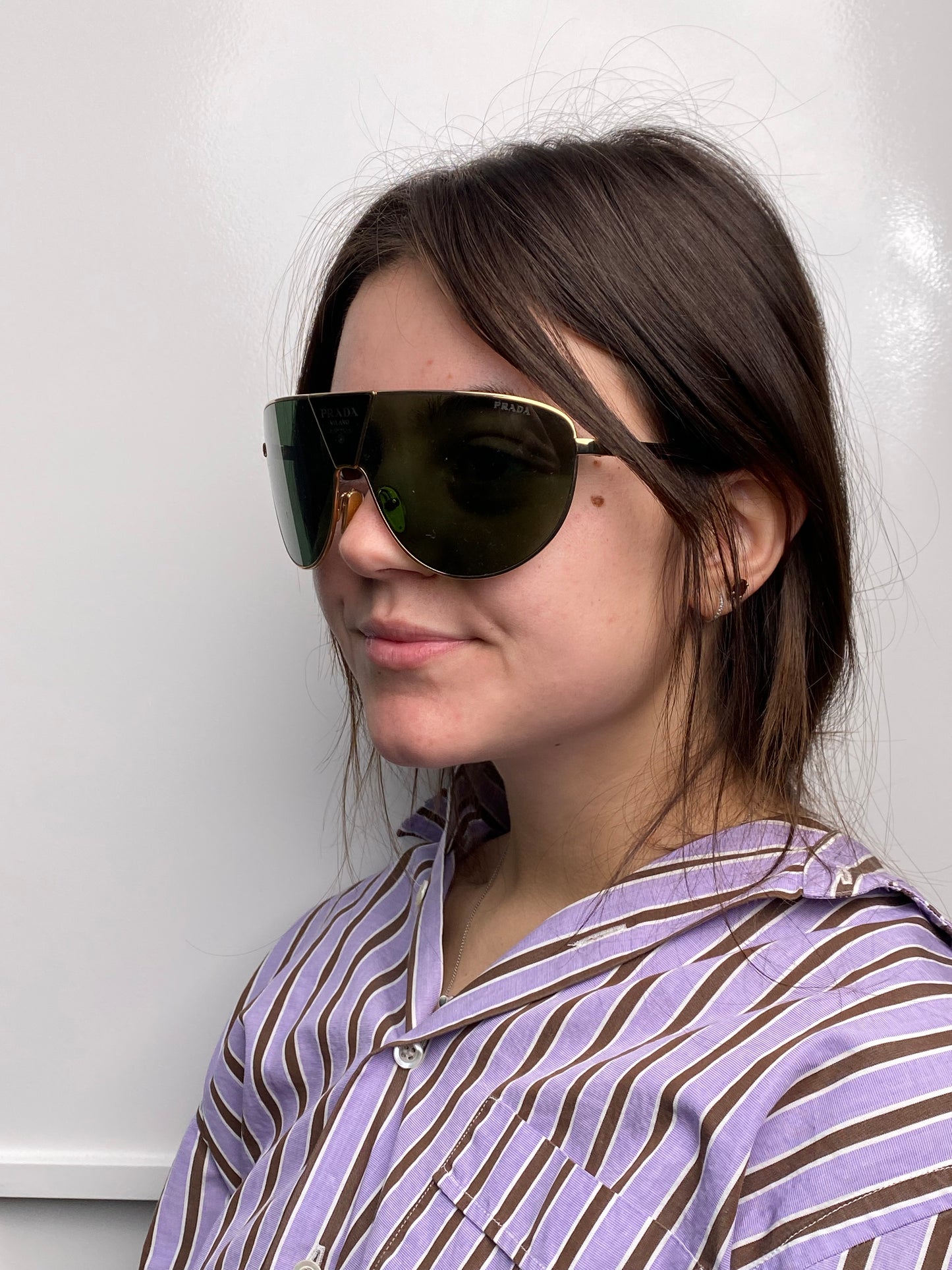 Prada Oversize Gold Frame Aviator Sunglasses