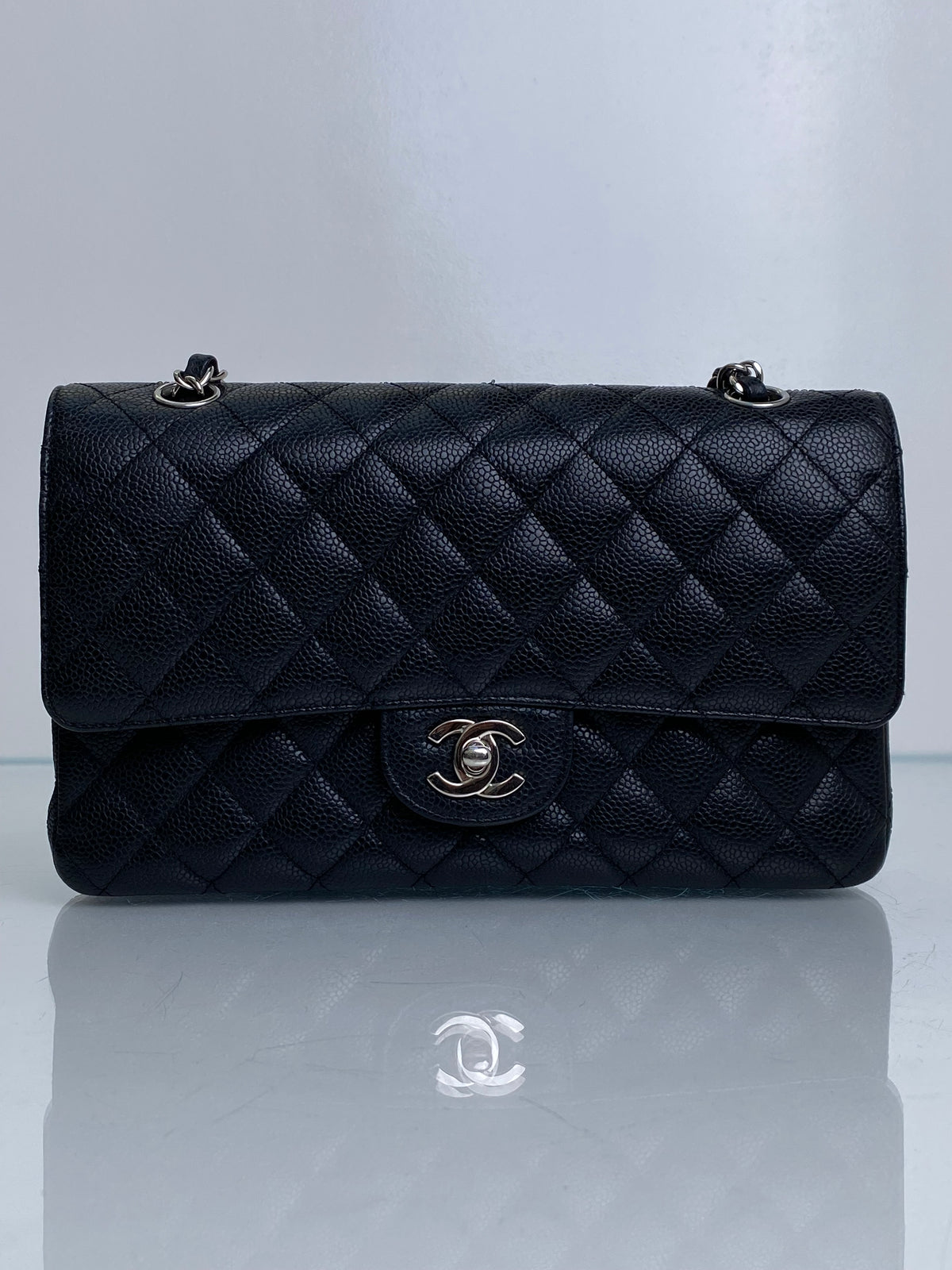 Chanel Black Caviar Classic Medium Flap Bag SHW