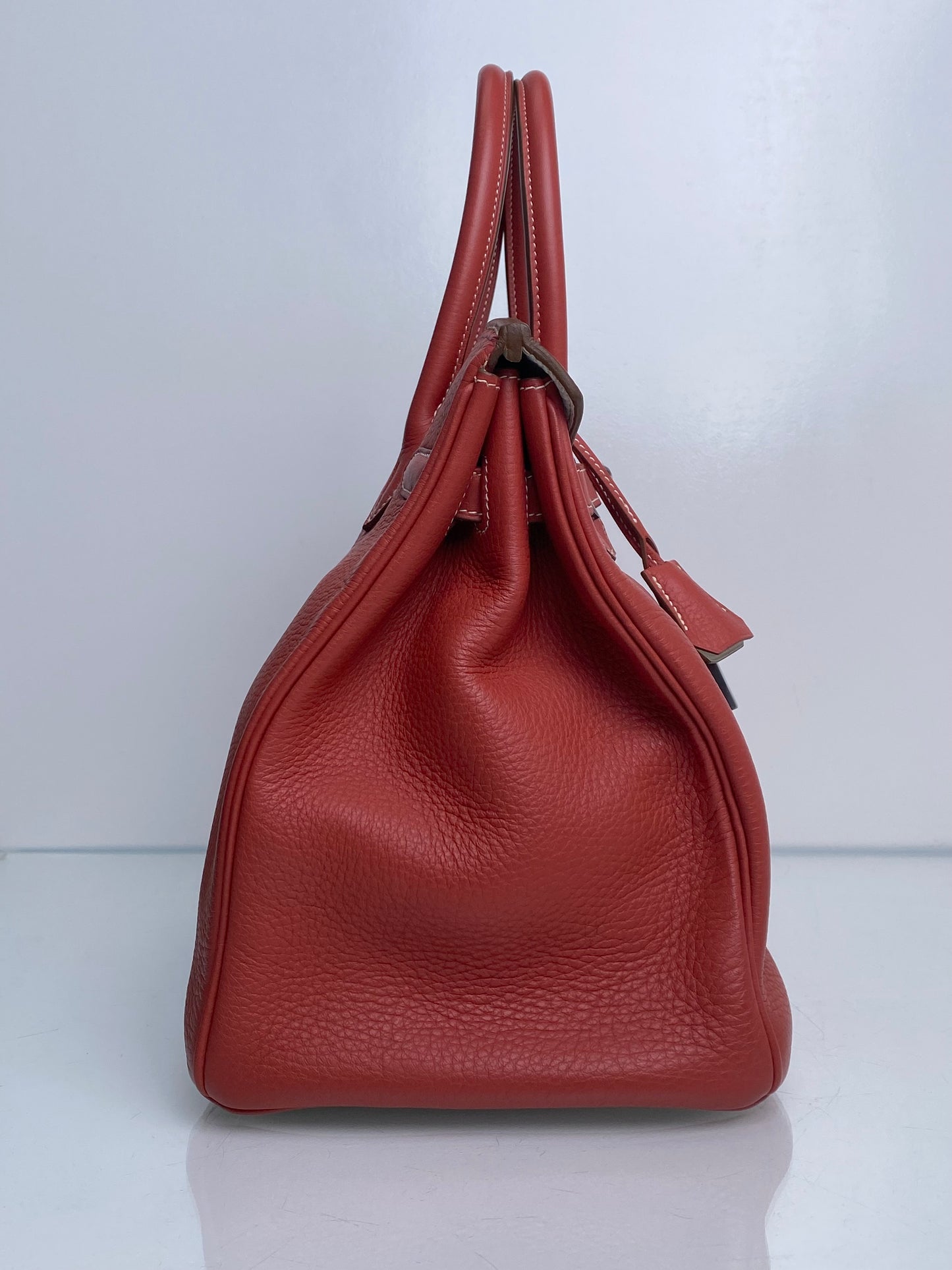 Hermes Birkin 35 Eclat Sanguine / White Clemence Clemence PHW #O