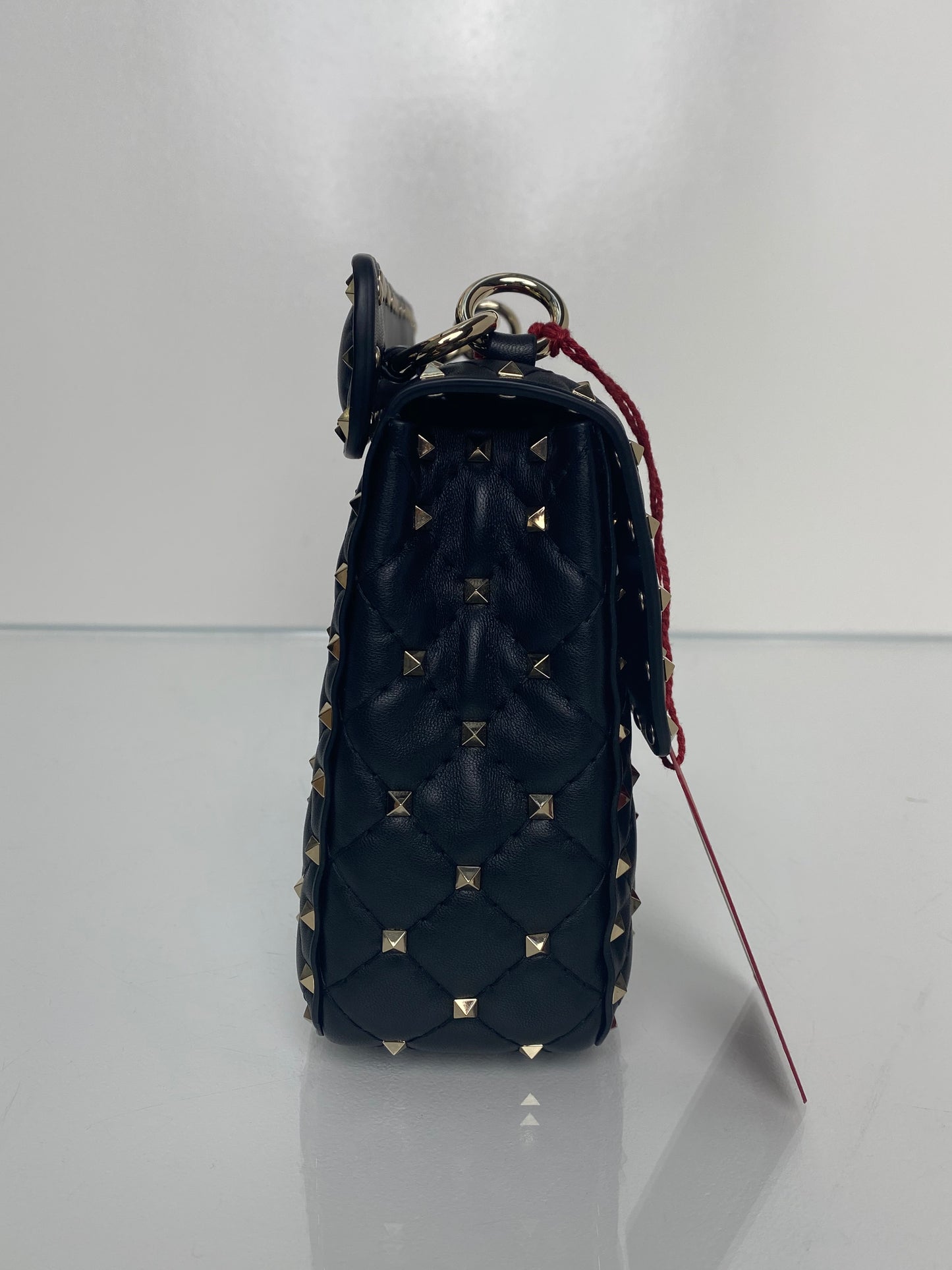 Valentino Black & White "VLTN" Rockstud Top Handle Crossbody Bag GHW