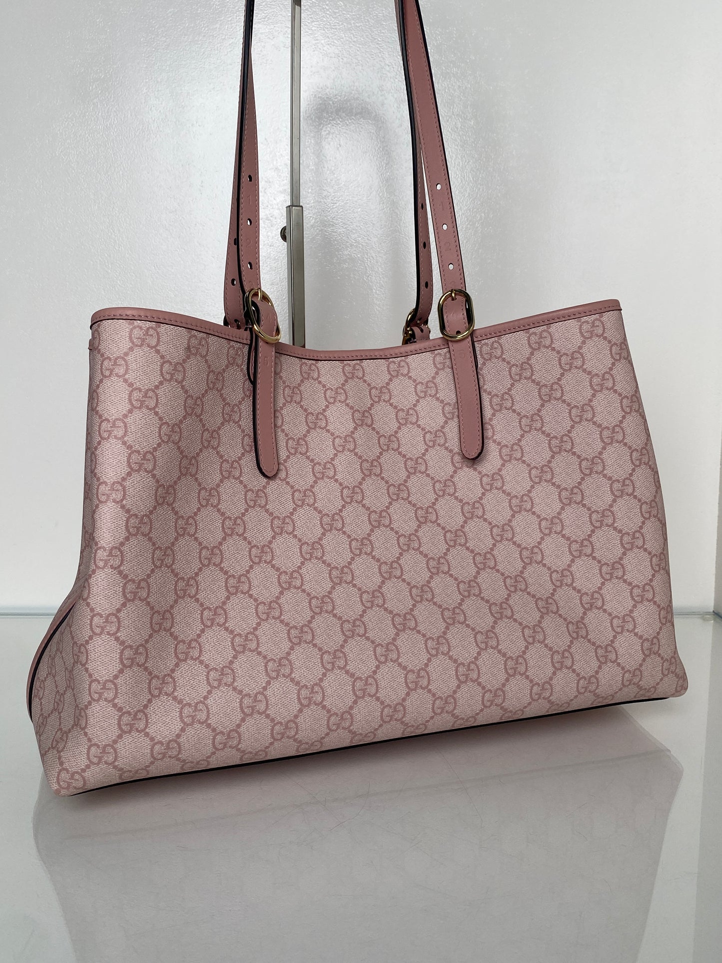 Gucci Pink GG Emblem Medium Tote Bag GHW