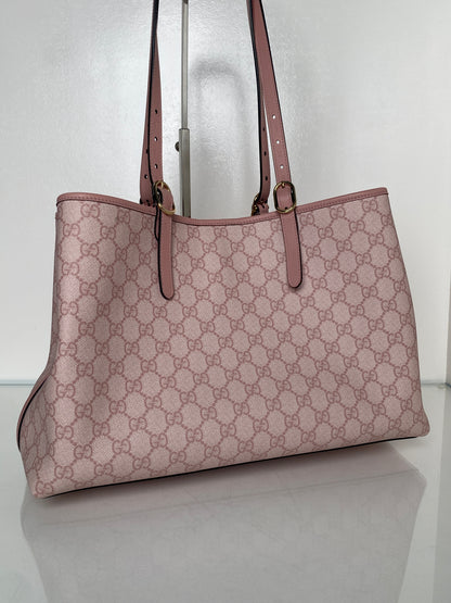 Gucci Pink GG Emblem Medium Tote Bag GHW