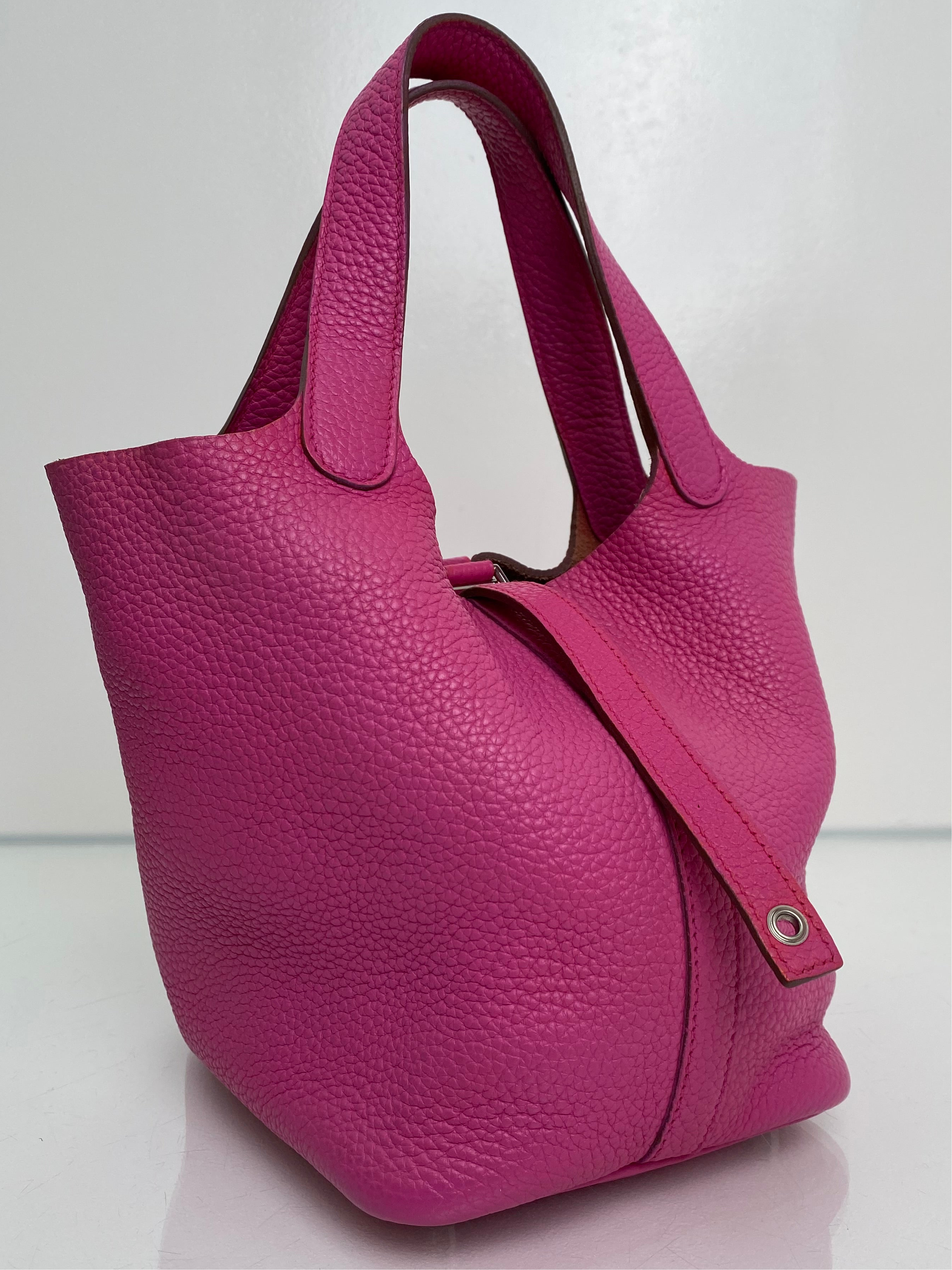 Hermes Picotin 18 Rose Mexico Clemence PHW #R
