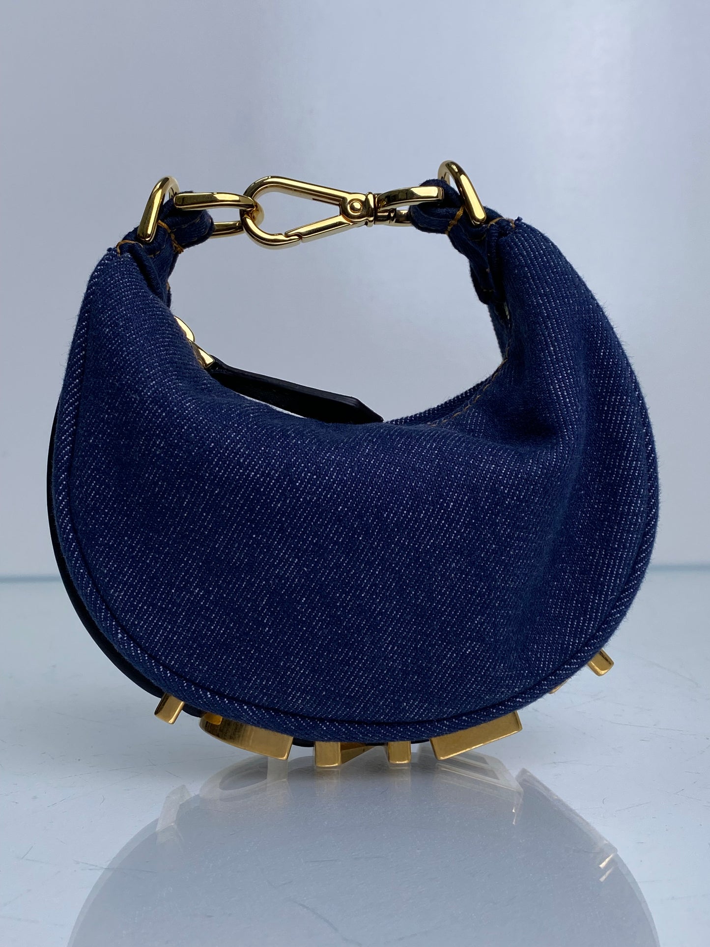 Fendi Blue Denim Fendigraphy Nano Bag / Charm GHW