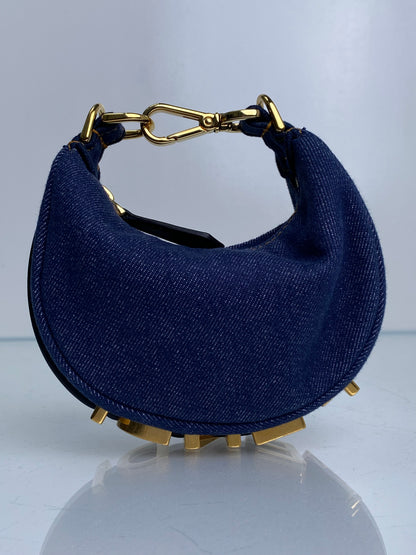 Fendi Blue Denim Fendigraphy Nano Bag / Charm GHW