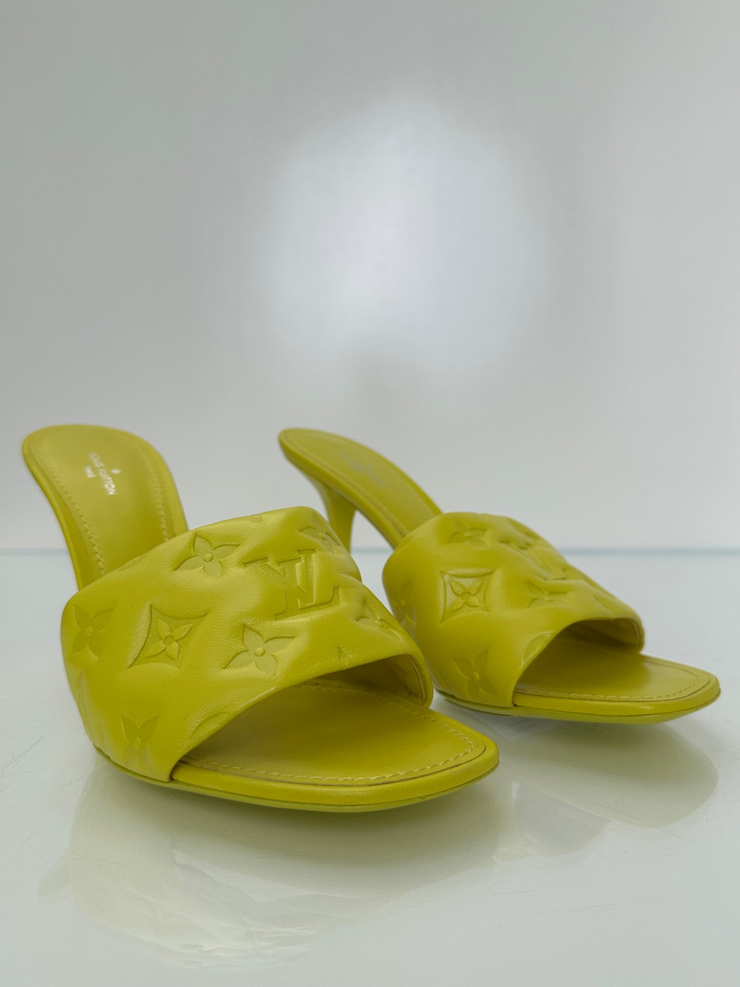 Louis Vuitton Yellow Embossed Monogram Leather Heels, 39