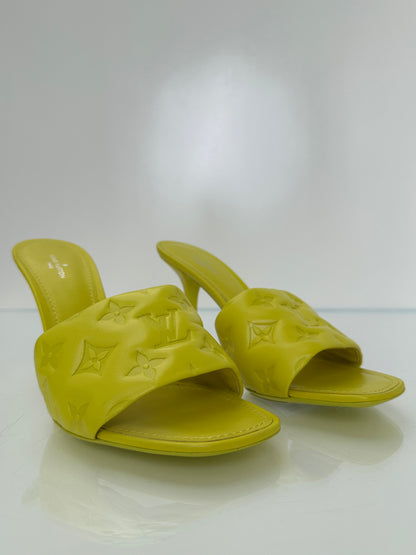 Louis Vuitton Yellow Embossed Monogram Leather Heels, 39