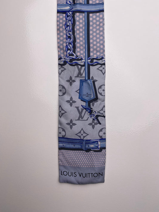 Louis Vuitton Blue Polka Dot Silk Twilly