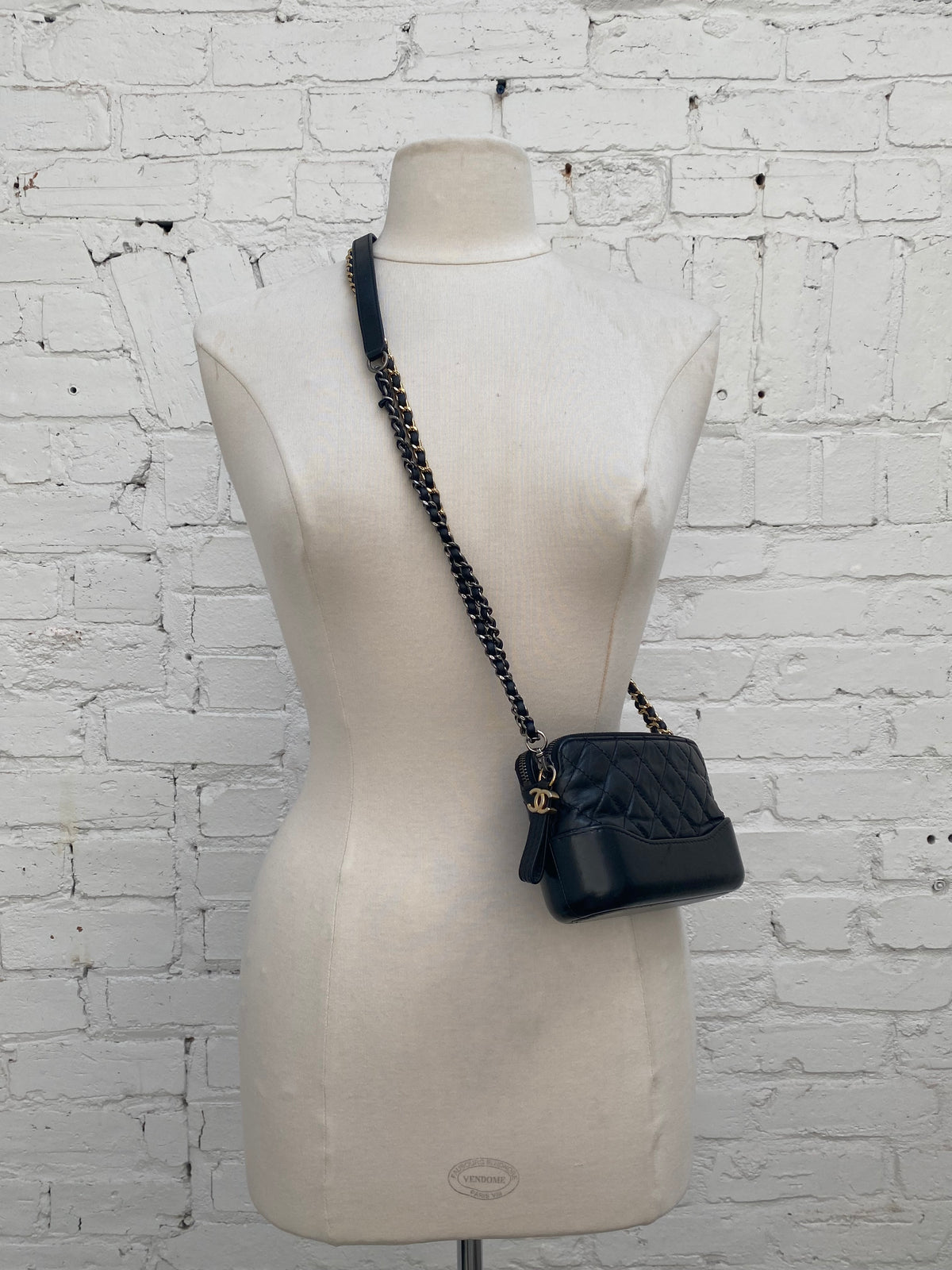 Chanel Gabrielle Black Mini Crinkled Calfskin/Smooth Leather Bag TTHW