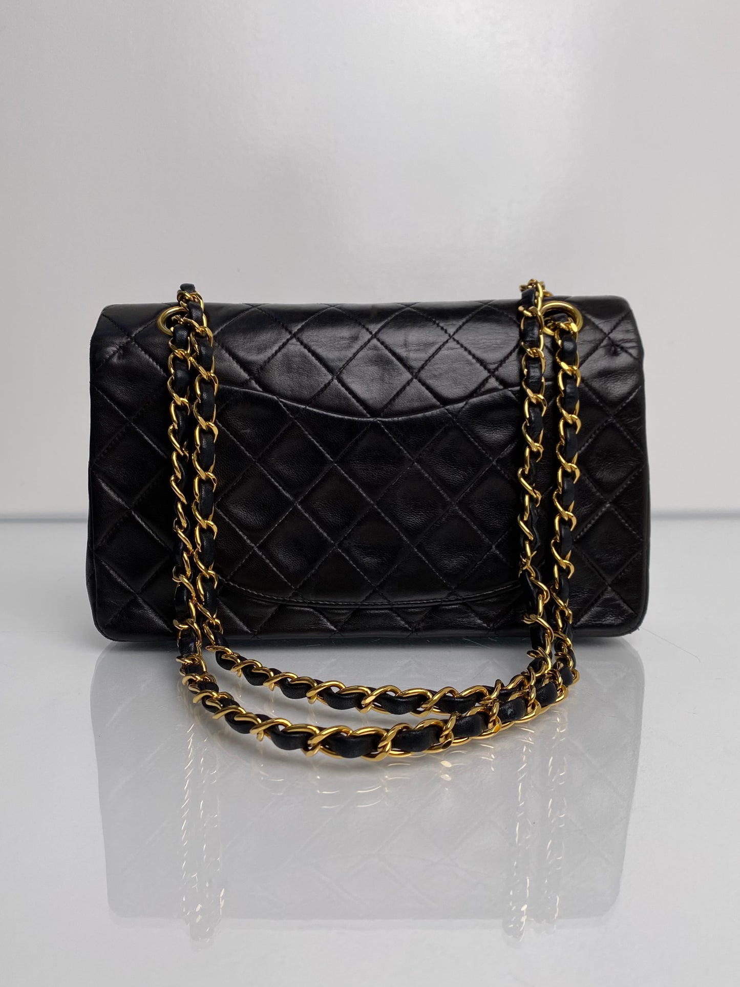 Chanel Vintage Black Lambskin Medium Double Flap GHW