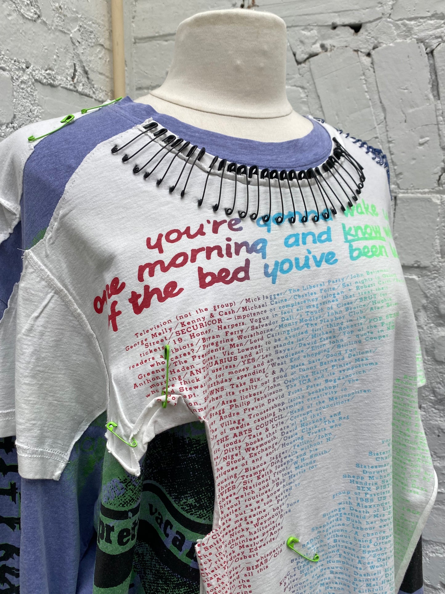 99% Is Seditionaries Purple, White, & Multicolor Saftey Pin Long Sleeve Top, OS