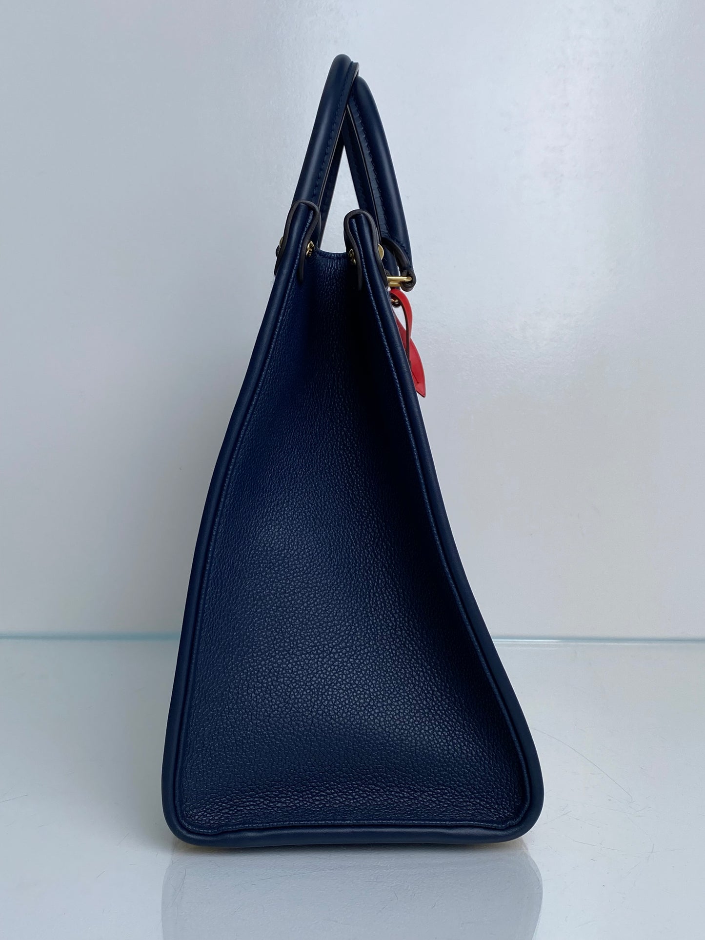 Louis Vuitton Tan & Navy Raffia On The Go Bag GHW