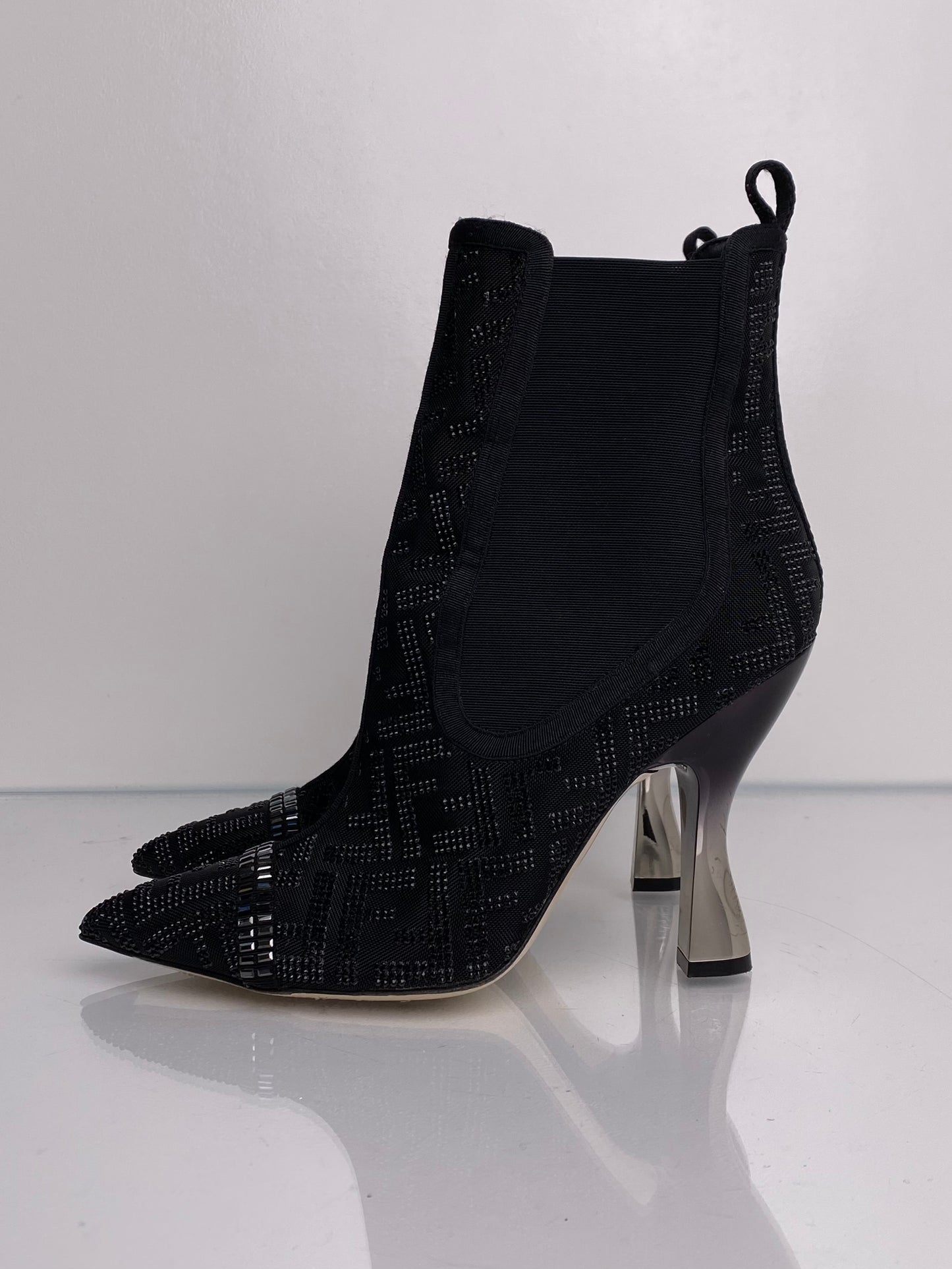 Fendi Black Bejeweled Boots, 39