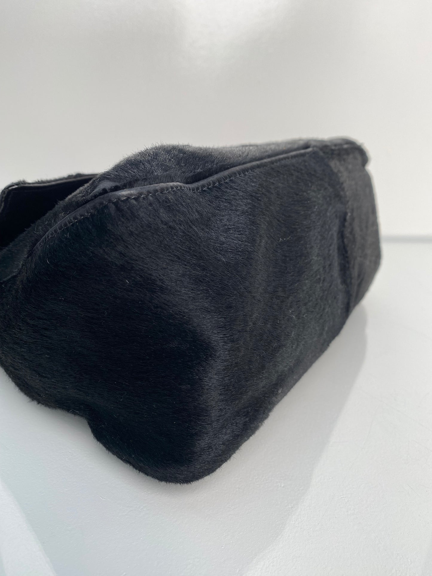 Fendi Black Pony Hair Mama Baguette GHW