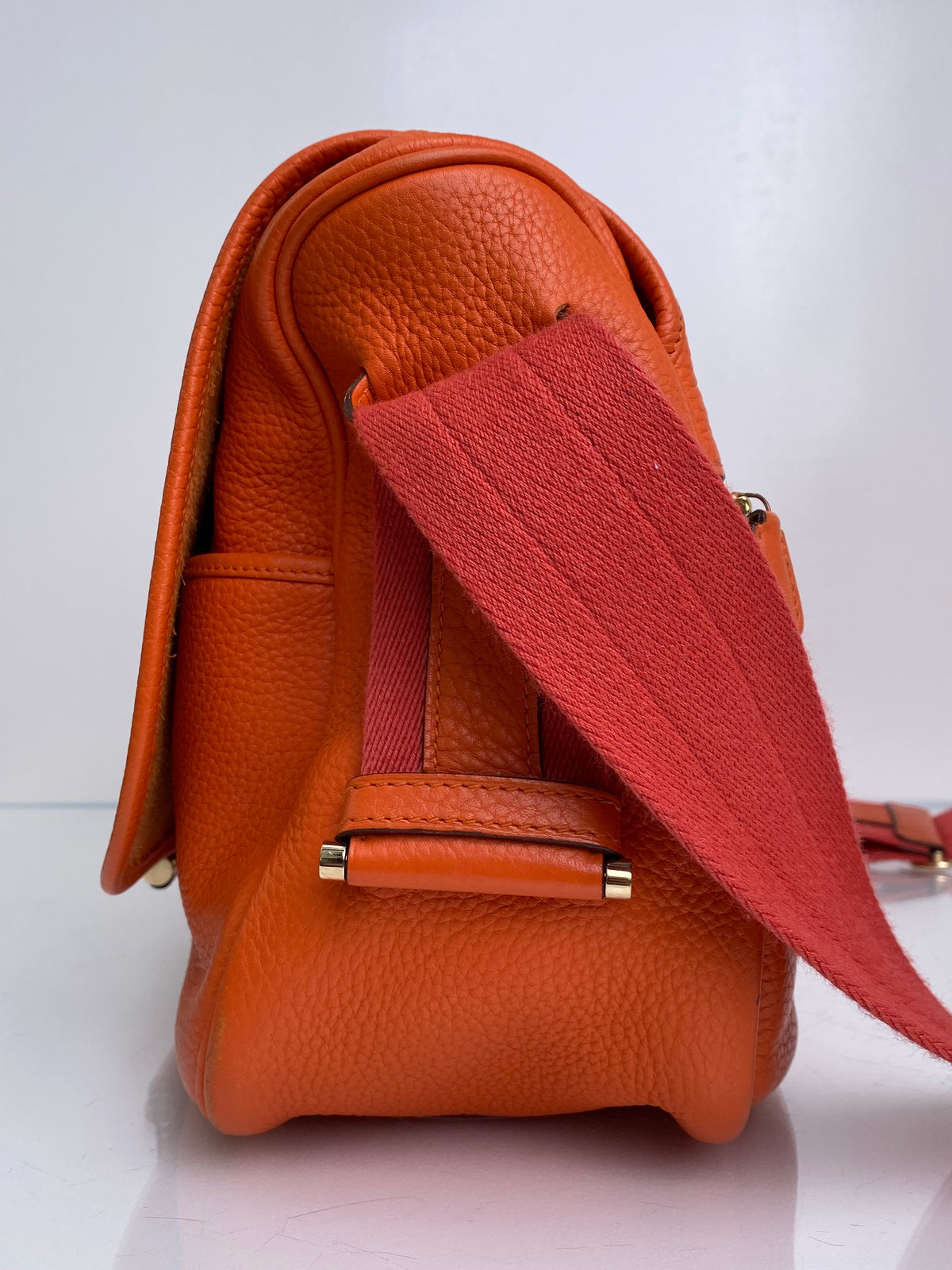 Hermes Orange Clemence Bourlingue Bag GHW