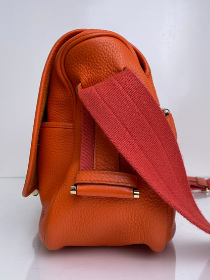Hermes Orange Clemence Bourlingue Bag GHW