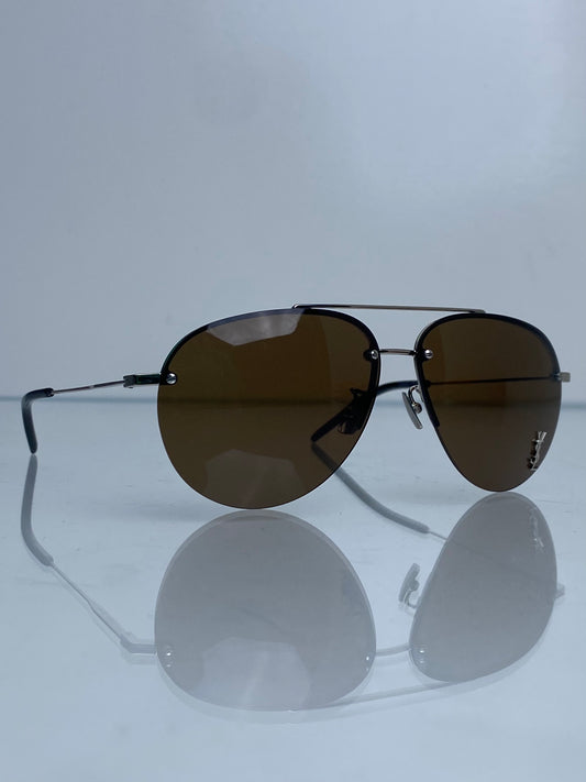 Saint Laurent Silver Aviator Sunglasses