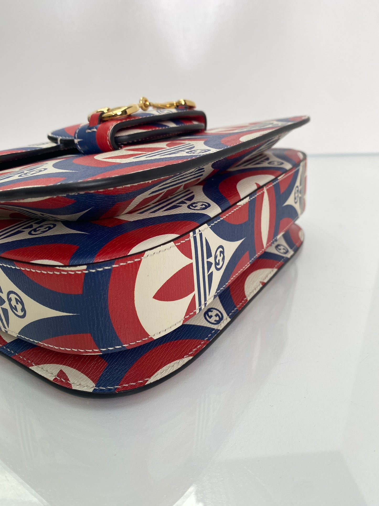 Gucci x Adidas Red, White, & Blue Horsebit 1955 Shoulder Bag GHW