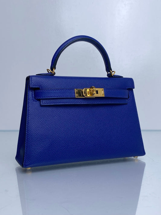 Hermes Mini Kelly Bleu Electrique Epsom GHW #C