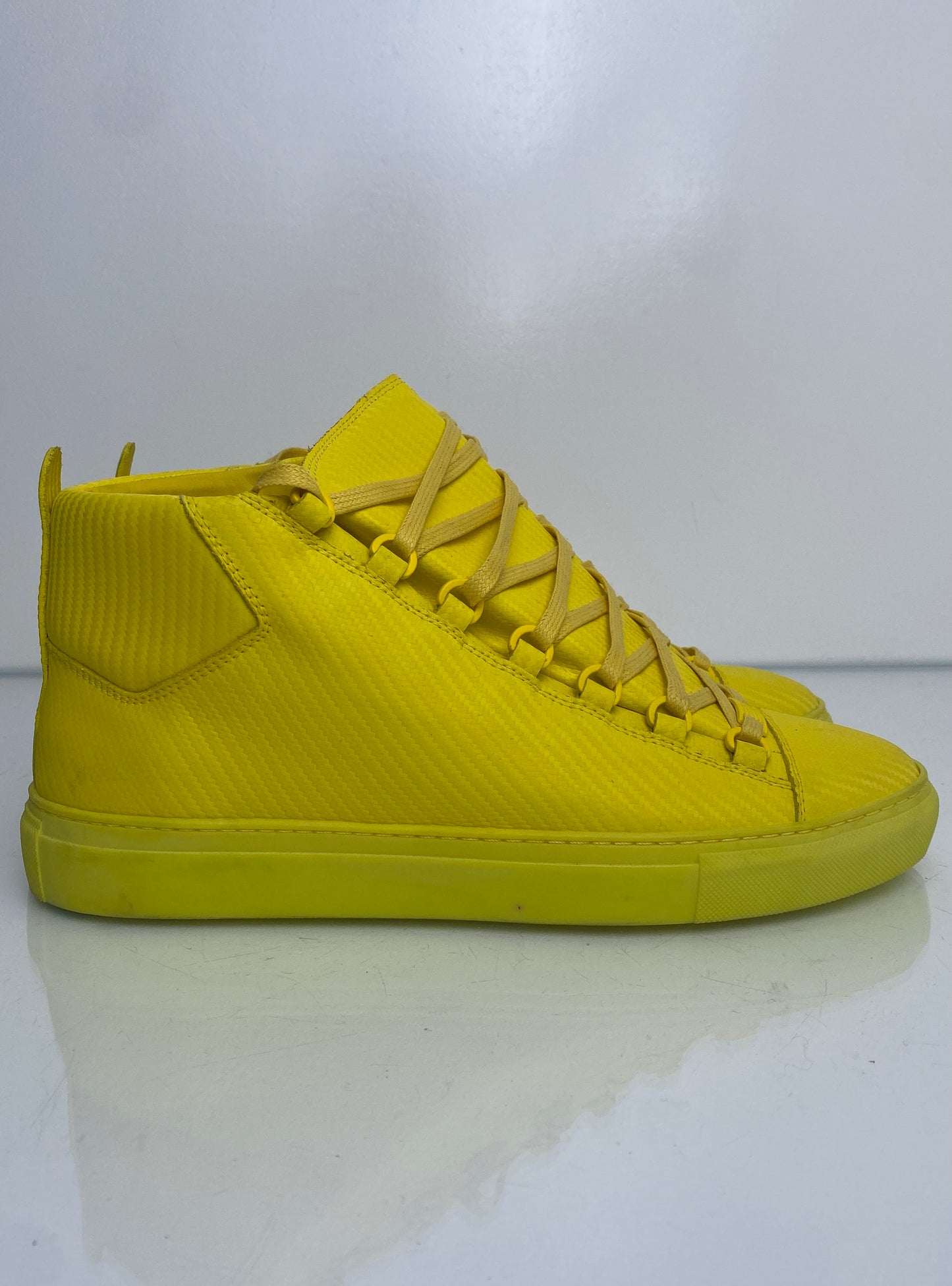 Balenciaga Yellow Arena Leather High-Top Sneakers, 42