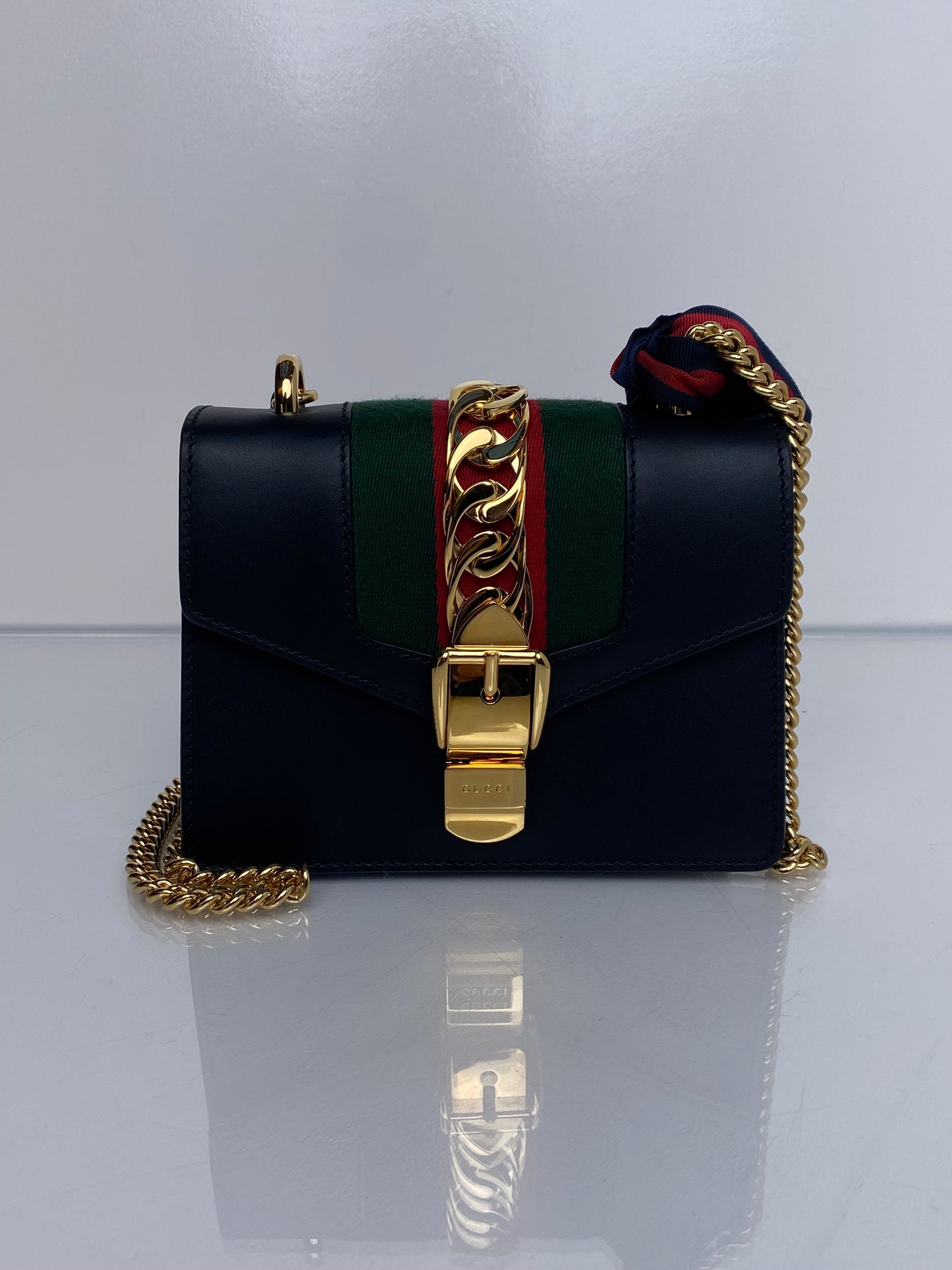 Gucci Black Webstripe Mini Sylvie Bag GHW