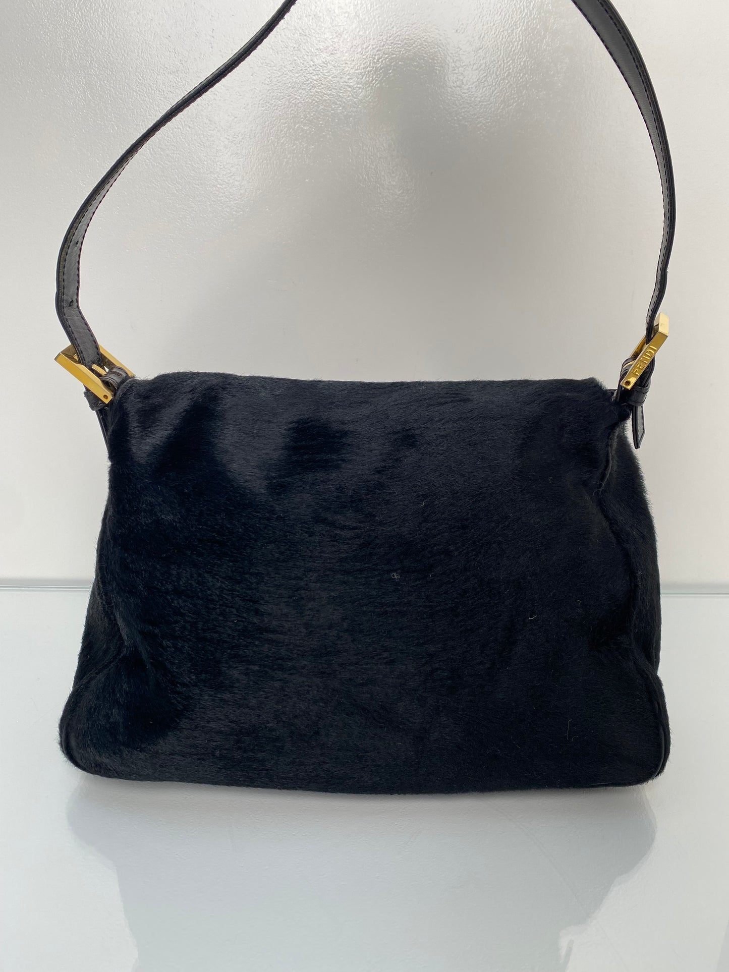 Fendi Black Pony Hair Mama Baguette GHW