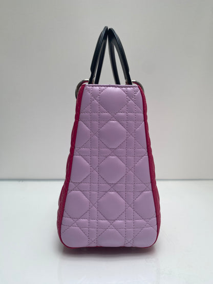 Christian Dior Pink & Black Medium Lady Dior Bag SHW
