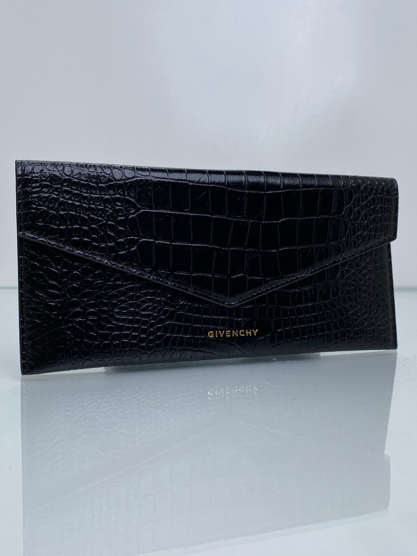 Givenchy Antigona Black Croc Embossed Mini Clutch