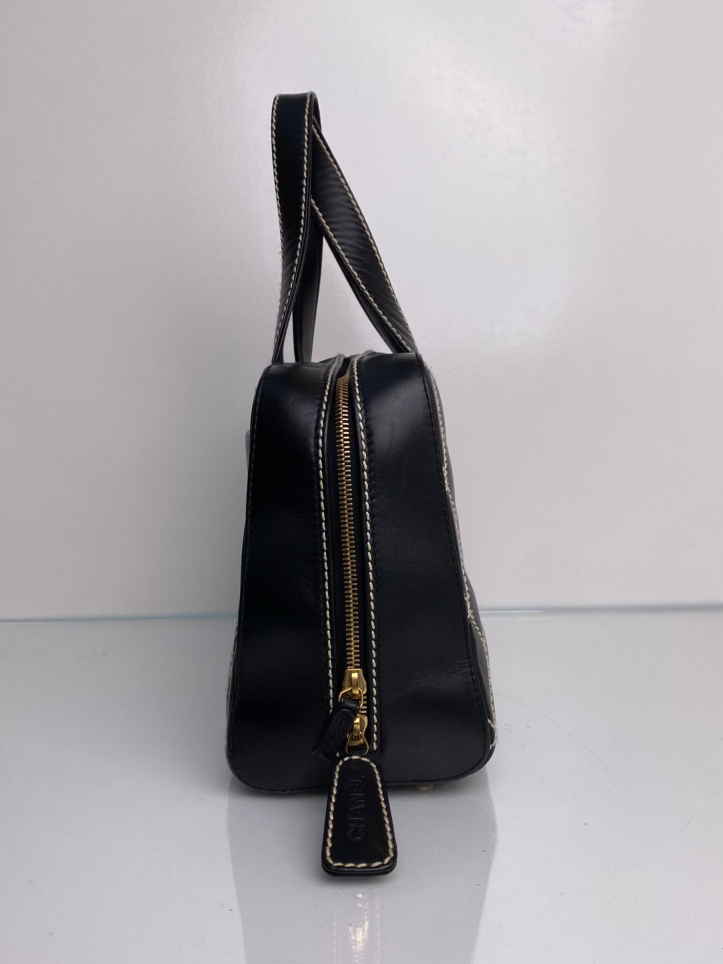 Chanel Wild Stitch Black Calfskin Tote Bowler GHW