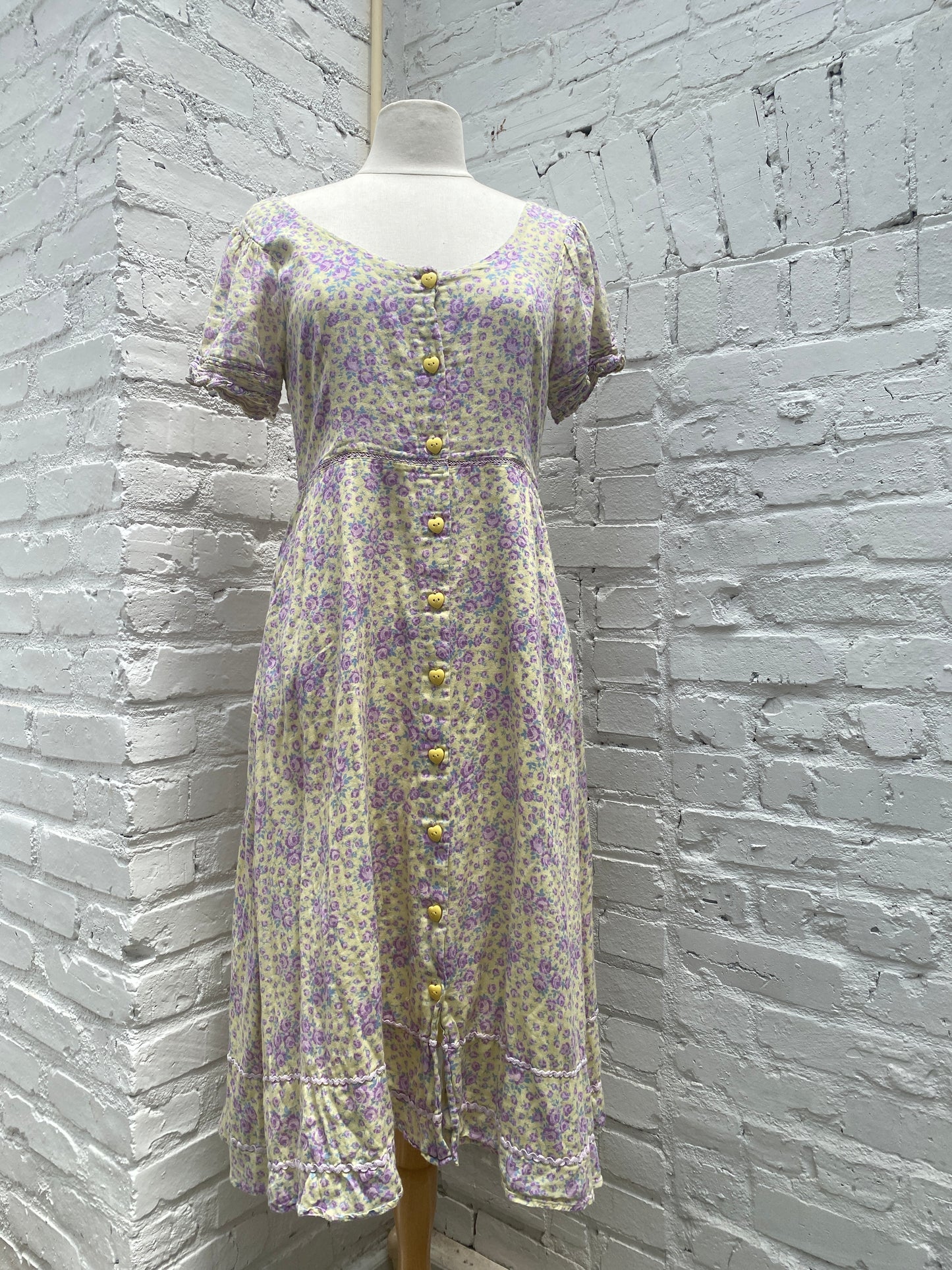 LoveShackFancy Yellow & Purple Floral Dress, 6