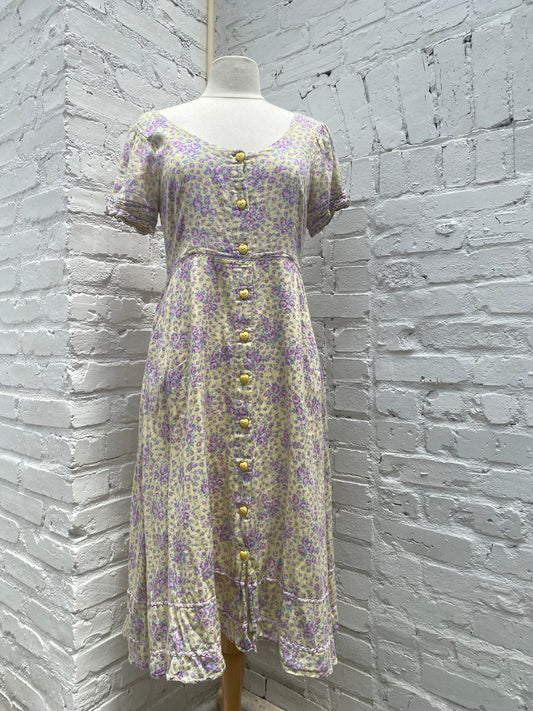 LoveShackFancy Yellow & Purple Floral Dress, 6
