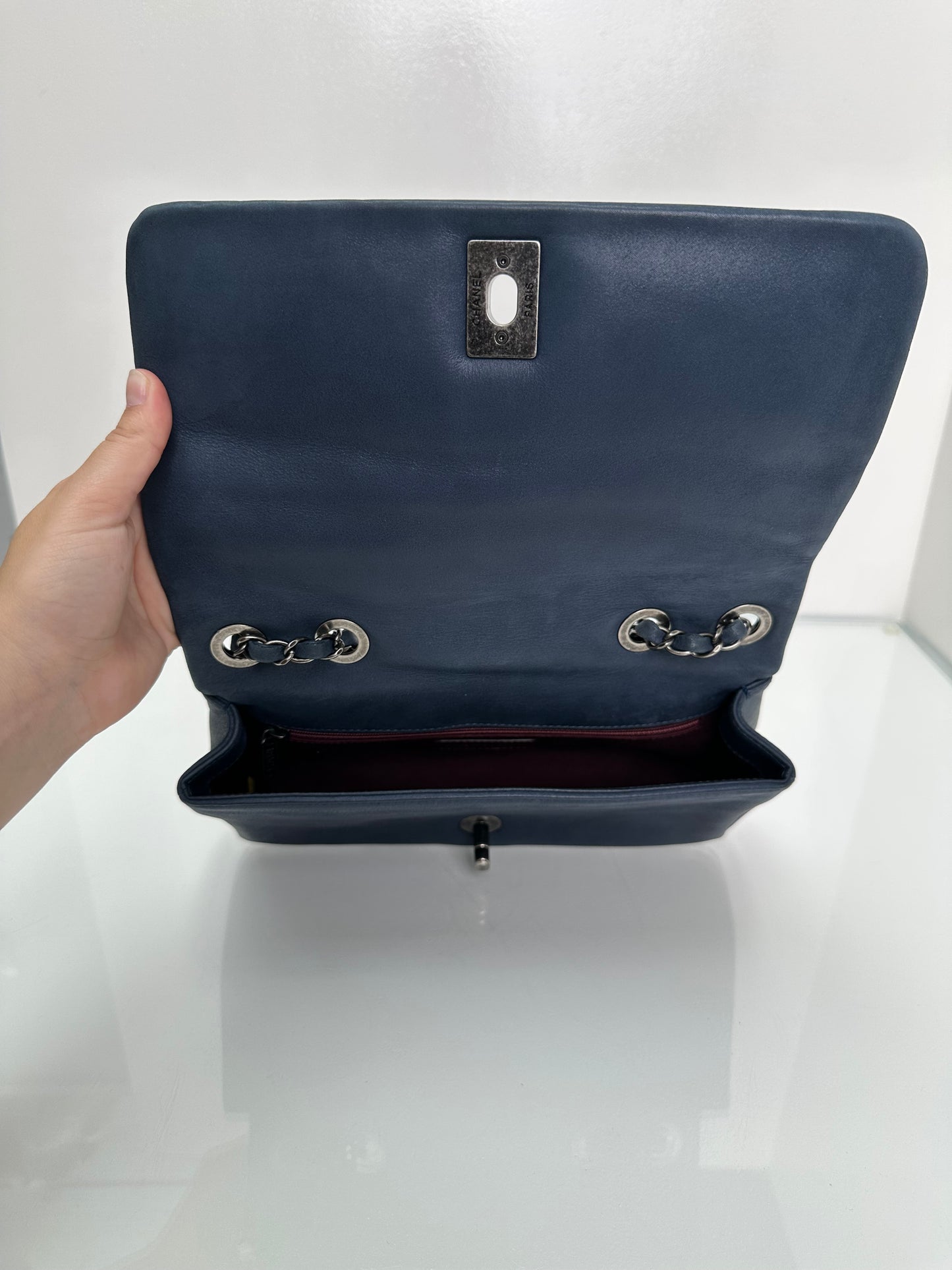 Chanel Blue Diamond Calfskin New Chic Medium Flap Bag RHW #18