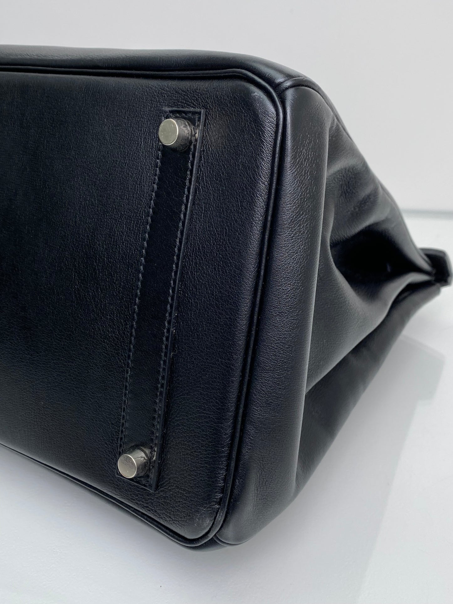 Hermes Birkin 35 Black Evercalf PHW #B