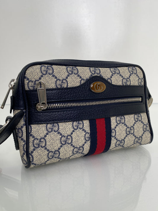 Gucci Navy Webstripe Ophidia Mini Crossbody SHW
