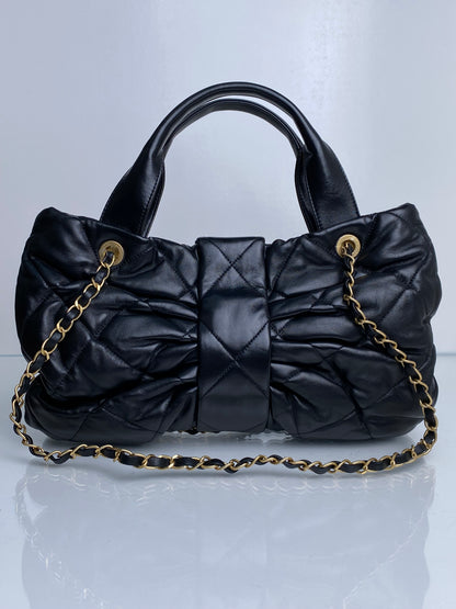Chanel 2025 Black Lambskin Bow Bag GHW