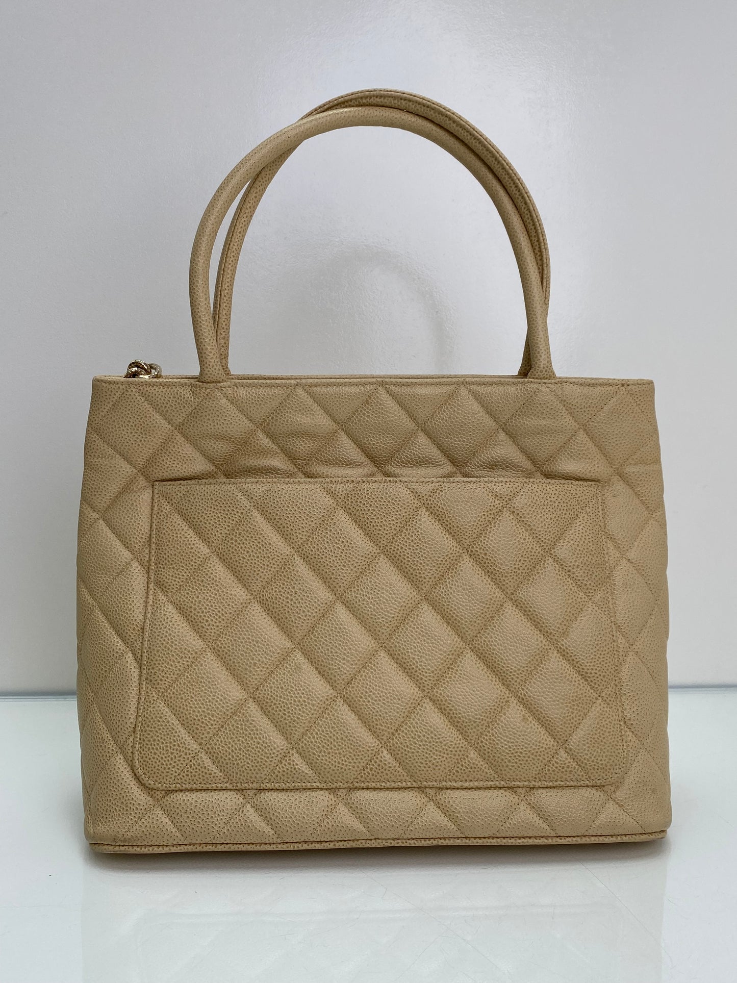 Chanel Beige Medallion CC Caviar Tote Bag GHW #07