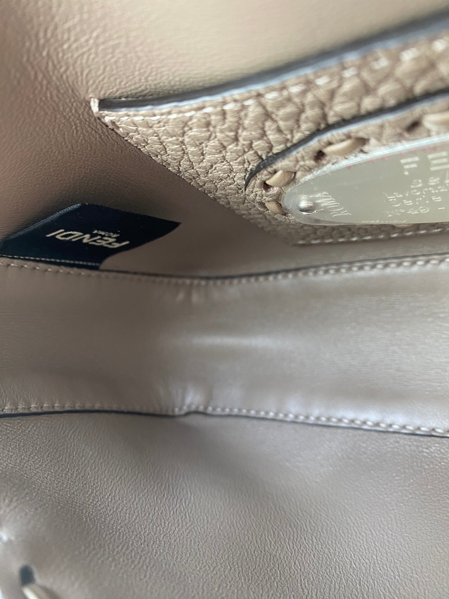 Fendi Dove Grey Selleria Baguette Mini Bag SHW
