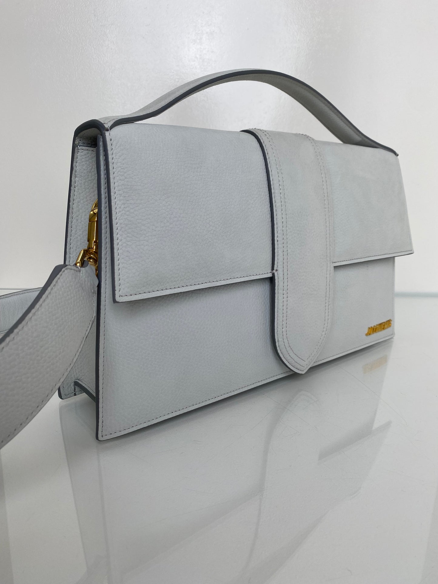 Jacquemus Grey Suede Le Grand Bambino Bag GHW