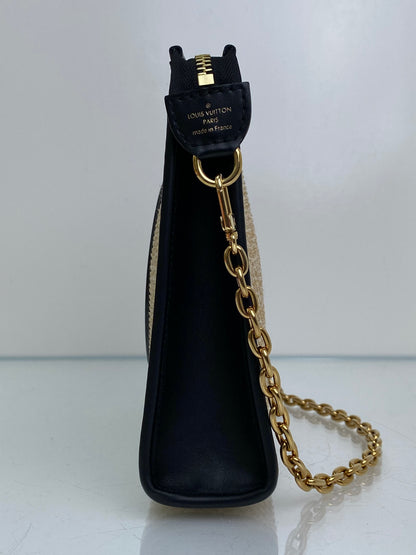 Louis Vuitton Tan & Black Raffia Toiletry Pouch On Chain GHW